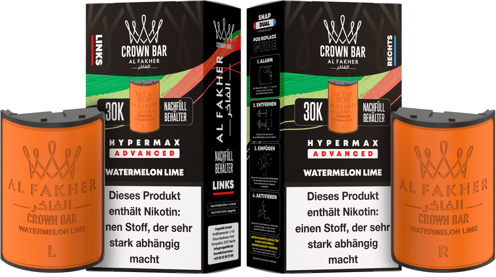 10x Al Fakher Hypermax 30K Pods - Alle Sorten - 6mg Nikotingehalt (5 Linke + 5 Rechte)