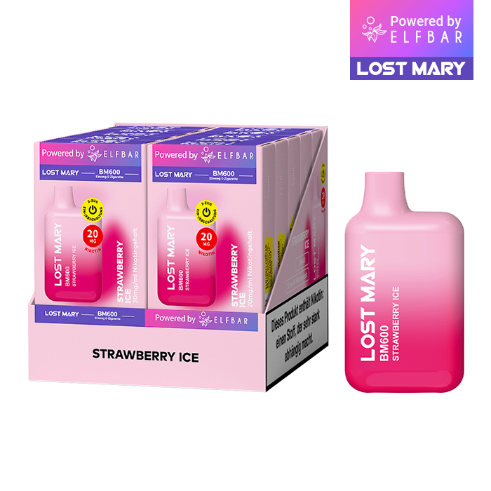 10 x Lost Mary BM600 - Strawberry Ice 20mg Nikotin