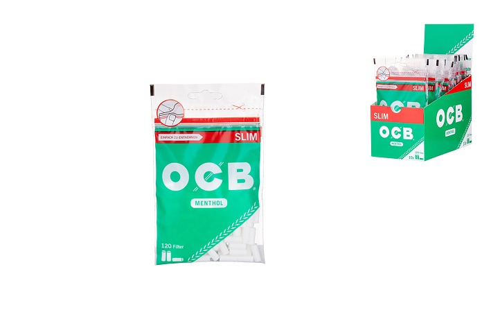 10x OCB Drehfilter Menthol Slim 6mm, Beutel á 120 Filter