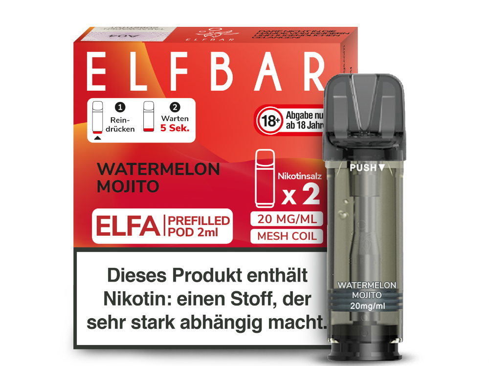 10x ELFBAR ELFA Watermelon Mojito 20mg Nikotin 2er Pack