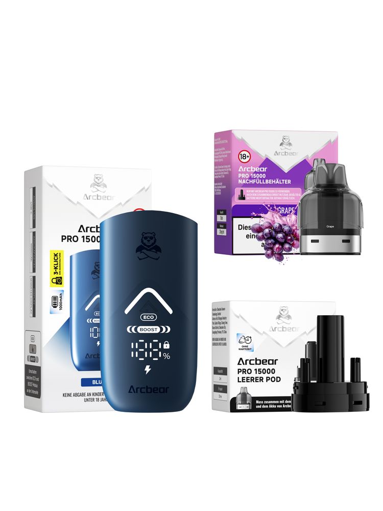 5x Arcbear Pro 15000 Starter Set - Farbe: Blue + Pod Grape