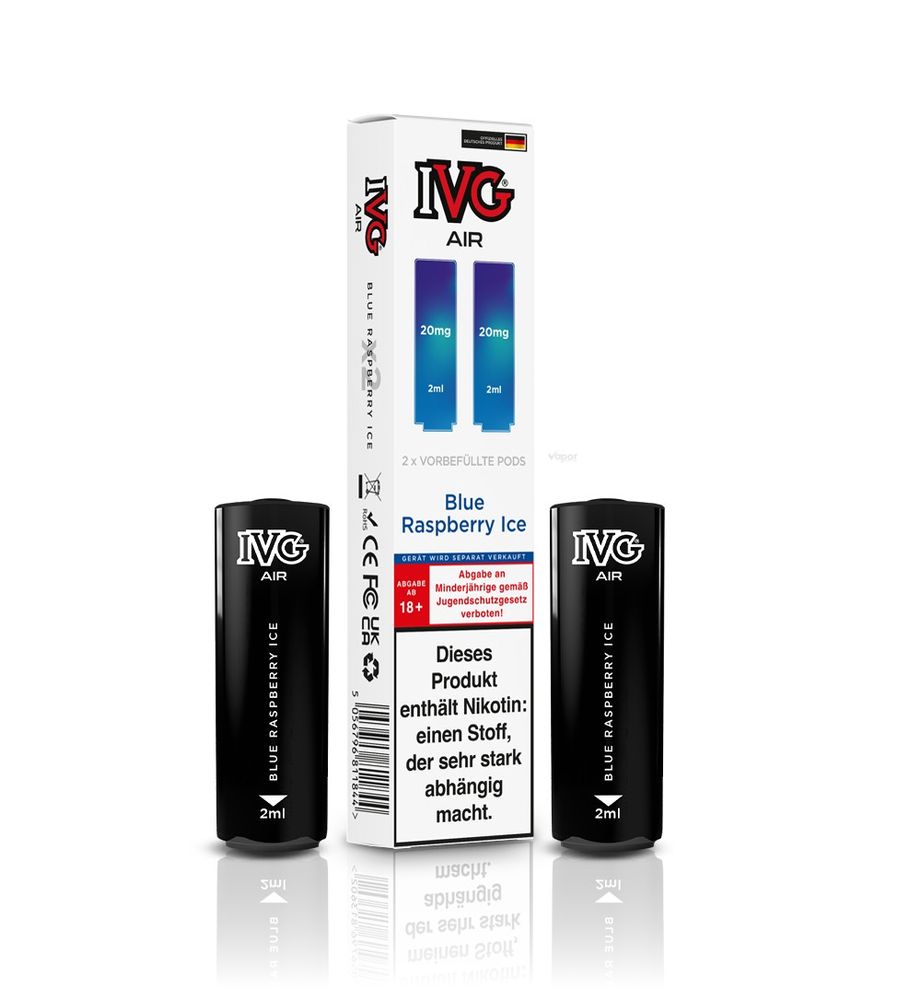 10x IVG Air 4in1 Pods - Blueberry Raspberry Ice (2er Pack) - 10% Akkuträger Gratis