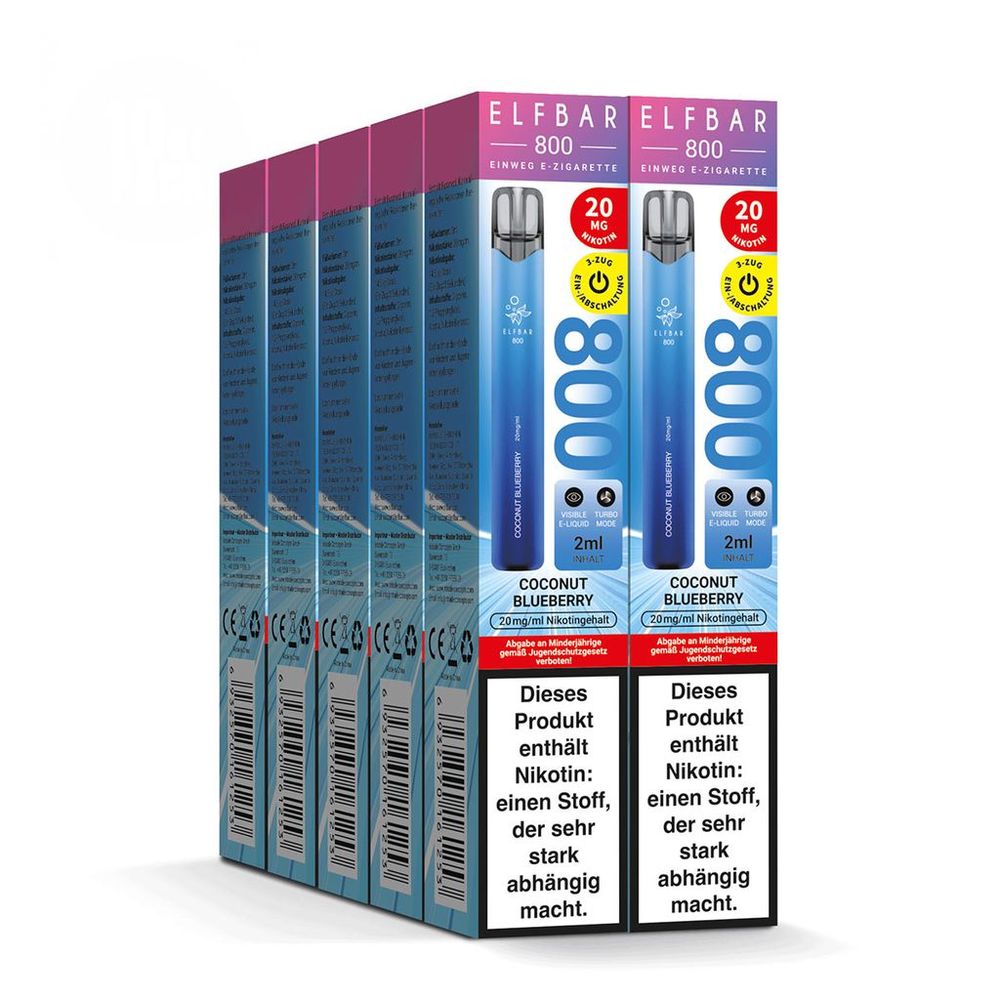 10x ELFBAR 800 Coconut Blueberry 20mg Nikotin
