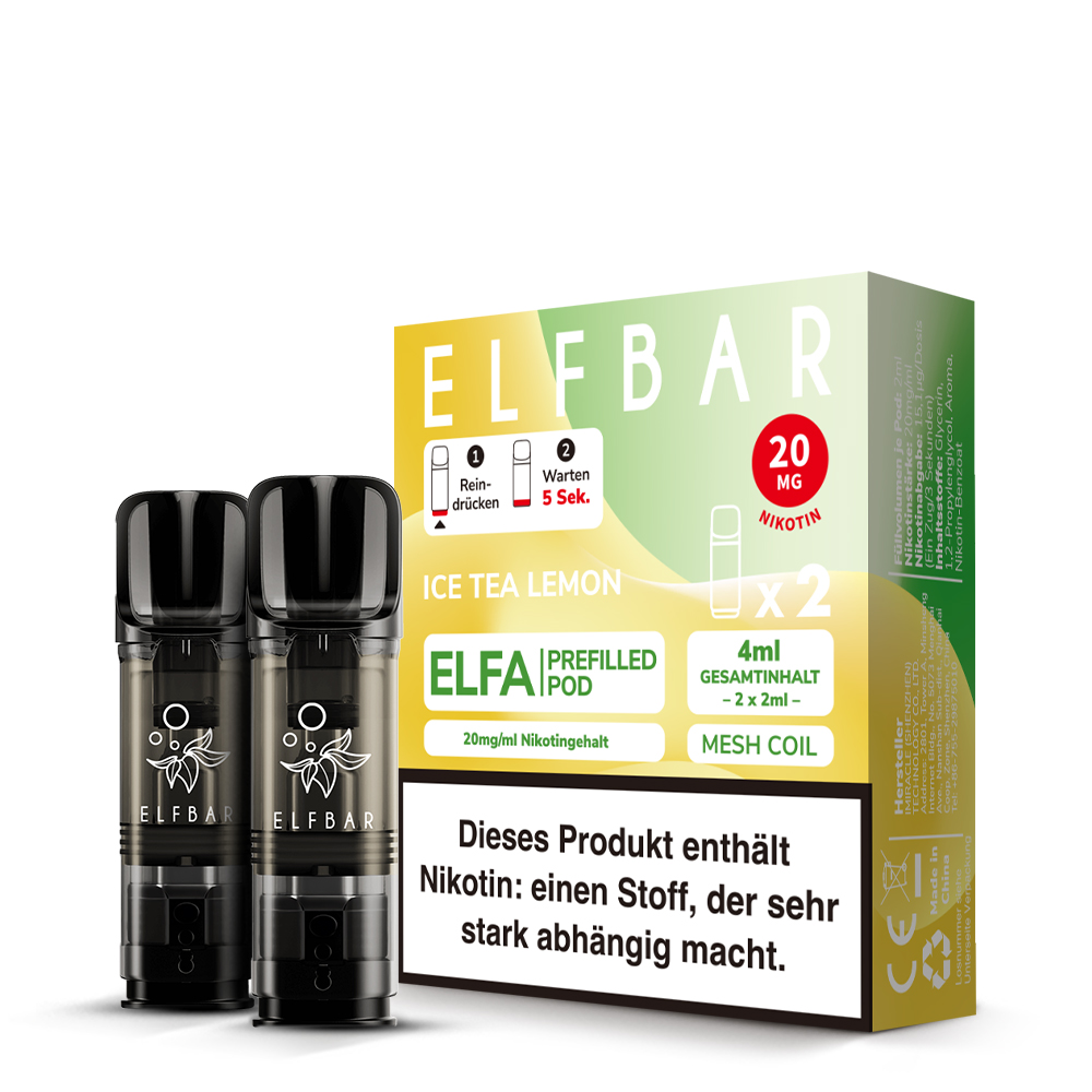 10x ELFBAR ELFA Ice Tea Lemon 20mg Nikotin 2er Pack