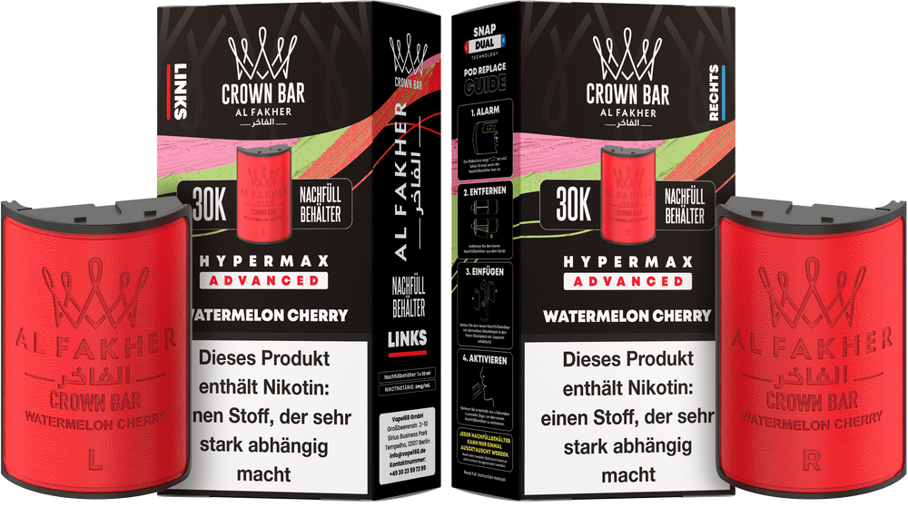 10x Al Fakher Hypermax 30K Pods - Alle Sorten - 6mg Nikotingehalt (5 Linke + 5 Rechte)