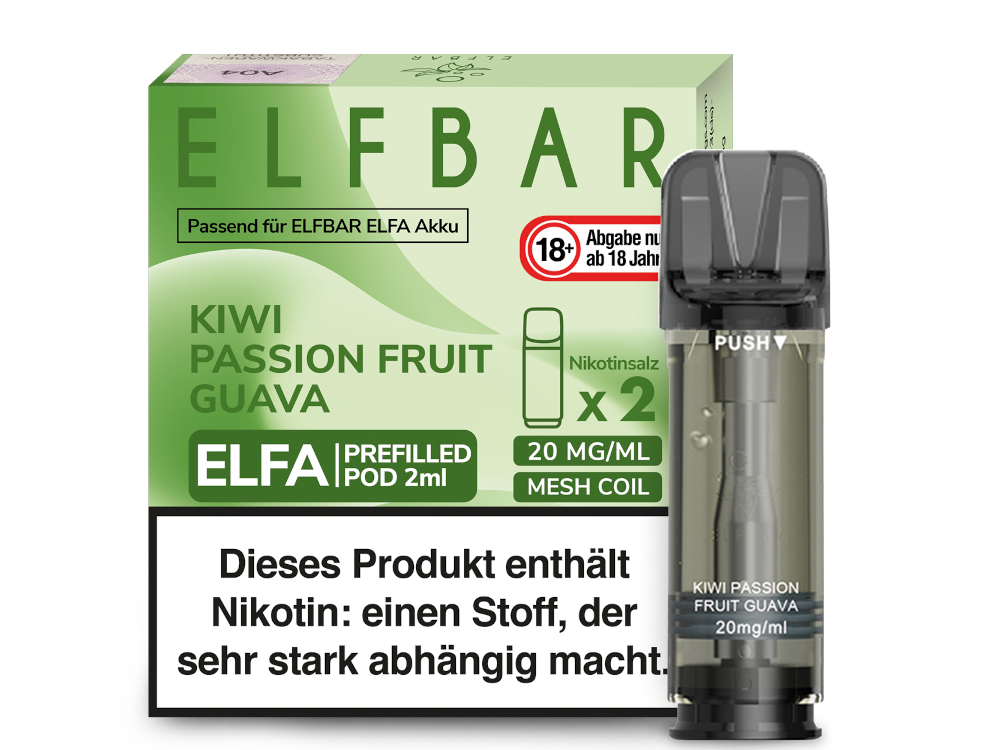 10x ELFBAR ELFA Kiwi Passion Fruit Guava 20mg Nikotin 2er Pack