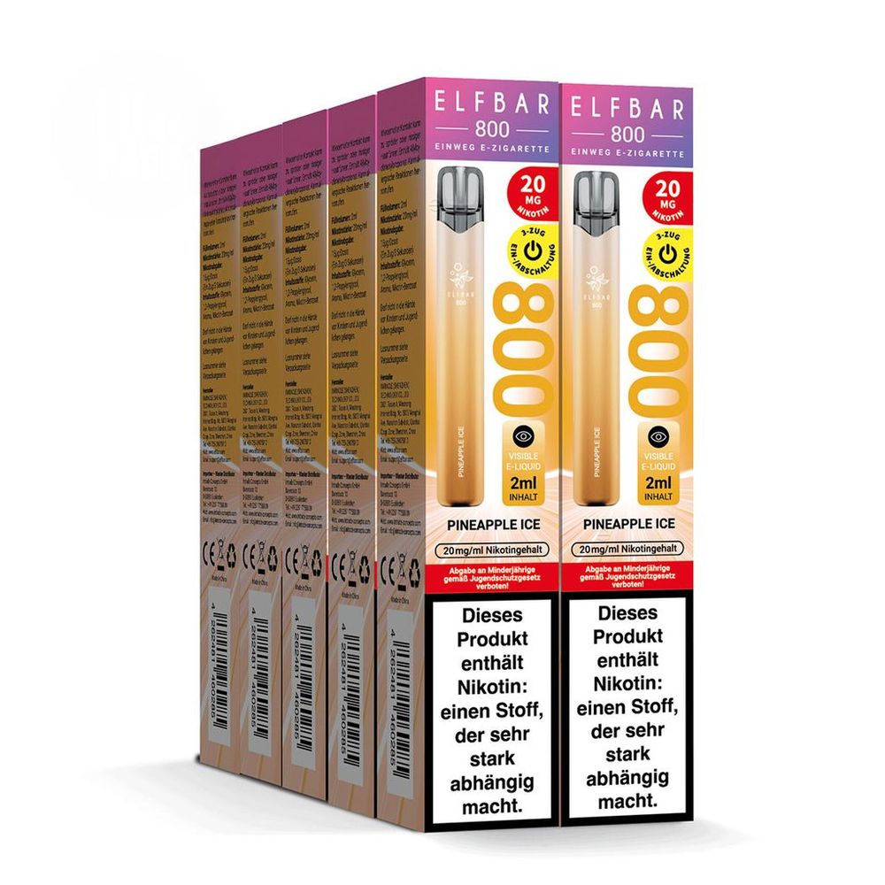 10x ELFBAR 800 Pineapple Ice 20mg Nikotin