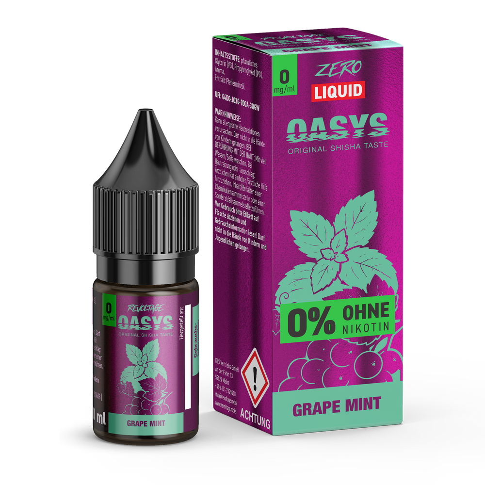 15x Revoltage OASYS Liquid - Grape Mint - 10ml Nikotinsalz Liquid