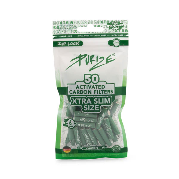 20x Purize Aktivkohlefilter XTRA Slim - Size 5,9mm - Green - 50 Stk