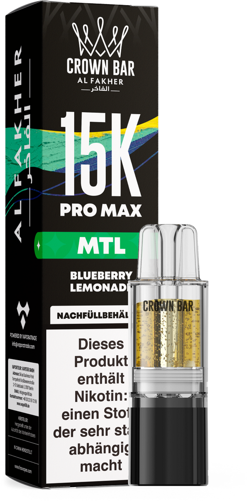 10x Al Fakher 15K PRO MAX Pod - Blueberry Lemonade - MTL