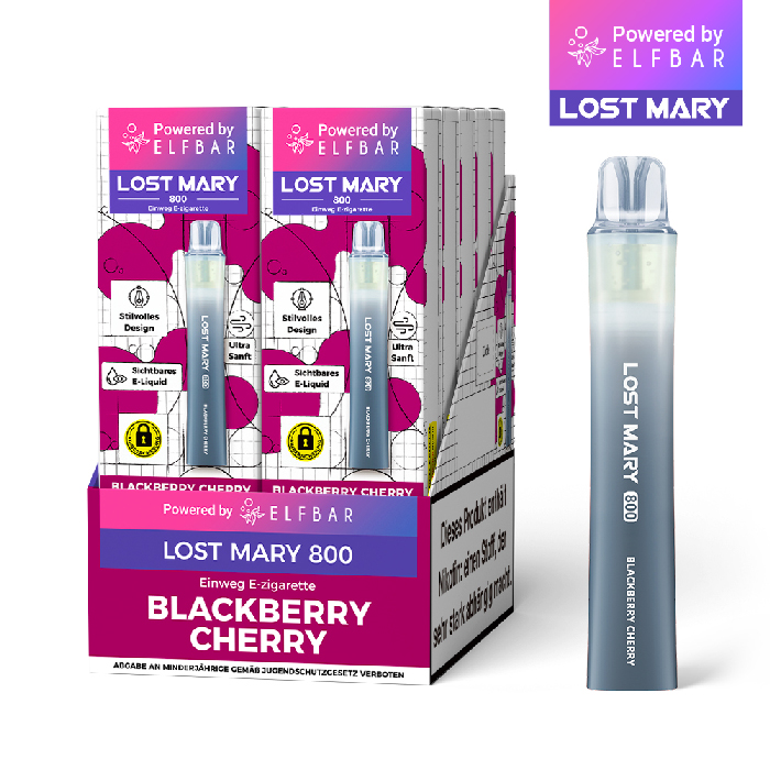 10x Lost Mary 800 Blackberry Cherry 20mg Nikotin Einweg Vape