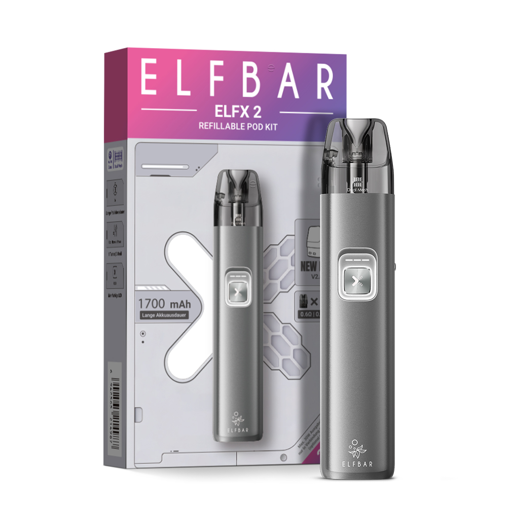 10x Elfbar ELFX 2 Pod Kit - 1700 mAh Farbe: Space Grey