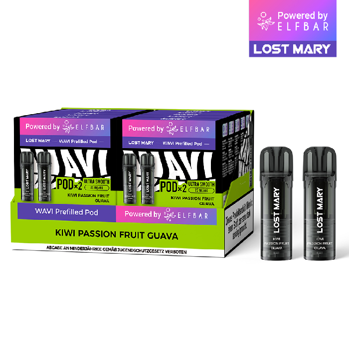 10x Lost Mary WAVI Kiwi Passion Fruit Guava 20mg Nikotin 2er Pack (10% Akkuträger gratis)