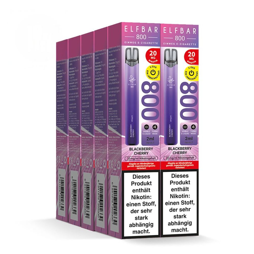 10x ELFBAR 800 Blackberry Cherry 20mg Nikotin