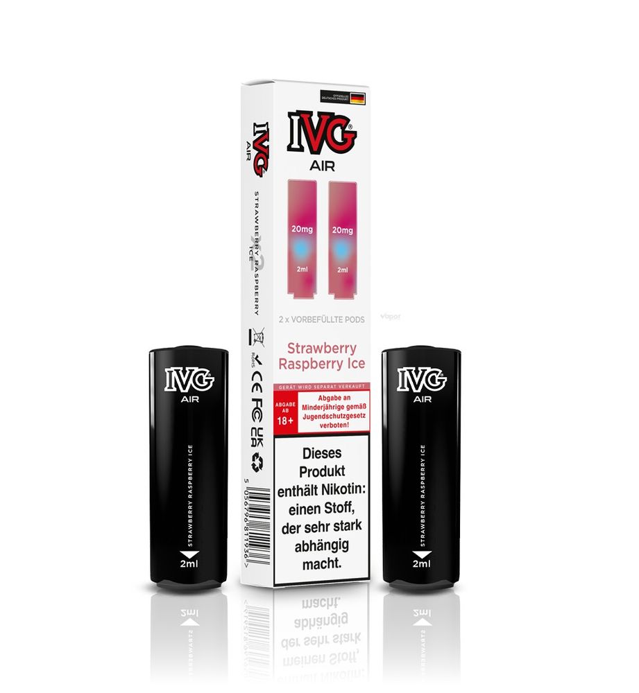 10x IVG Air 4in1 Pods - Strawberry Raspberry Ice (2er Pack) - 10% Akkuträger Gratis