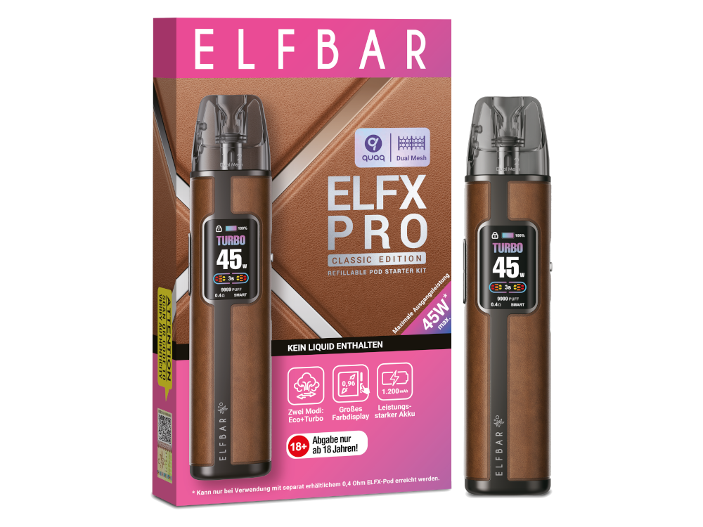 ELFBAR ELFX Pro - Pod Kit - 1200 mAh - Farbe: Cowboy Brown