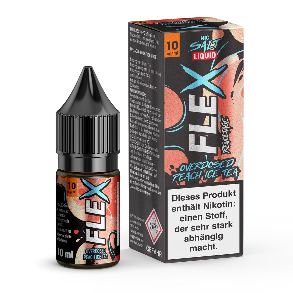 15x Revoltage Flex Overdosed - Peach Ice Tea - Nikotinsalz Liquid