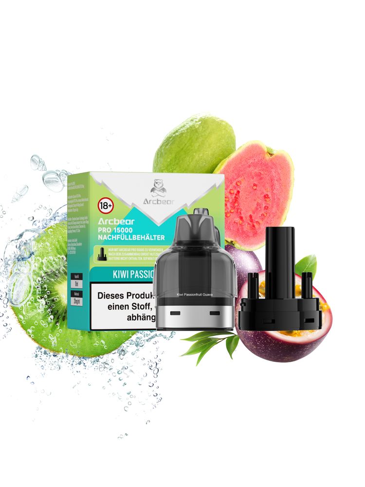 5+5 (0+10ml) Arcbear Pro 15000 Nachfüll-Set - Kiwi Passionfruit Guava - 20 mg/ml Nikotingehalt + Leer Pod